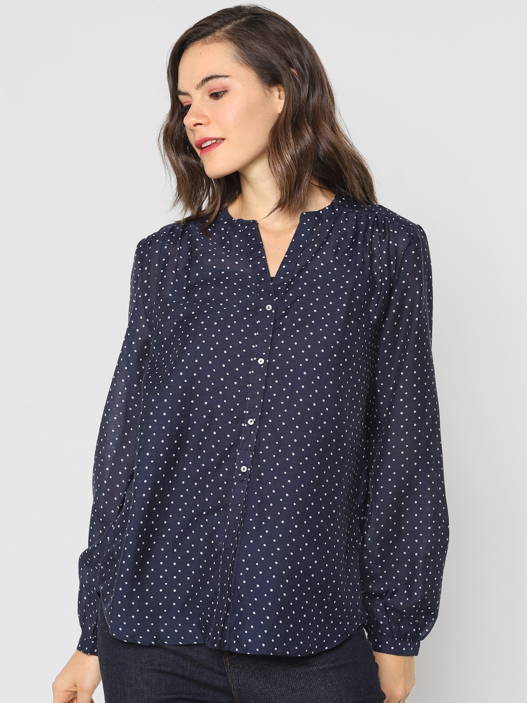 

ONLY Women Navy Blue Printed Casual Shirt