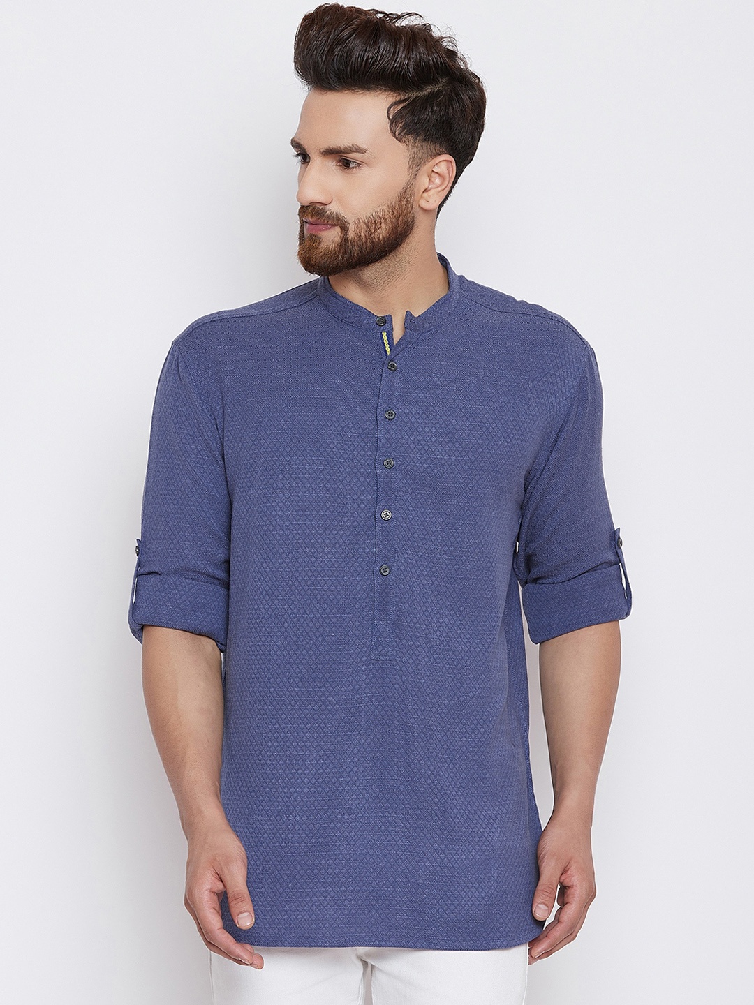 

even Men Blue Solid Straight Kurta