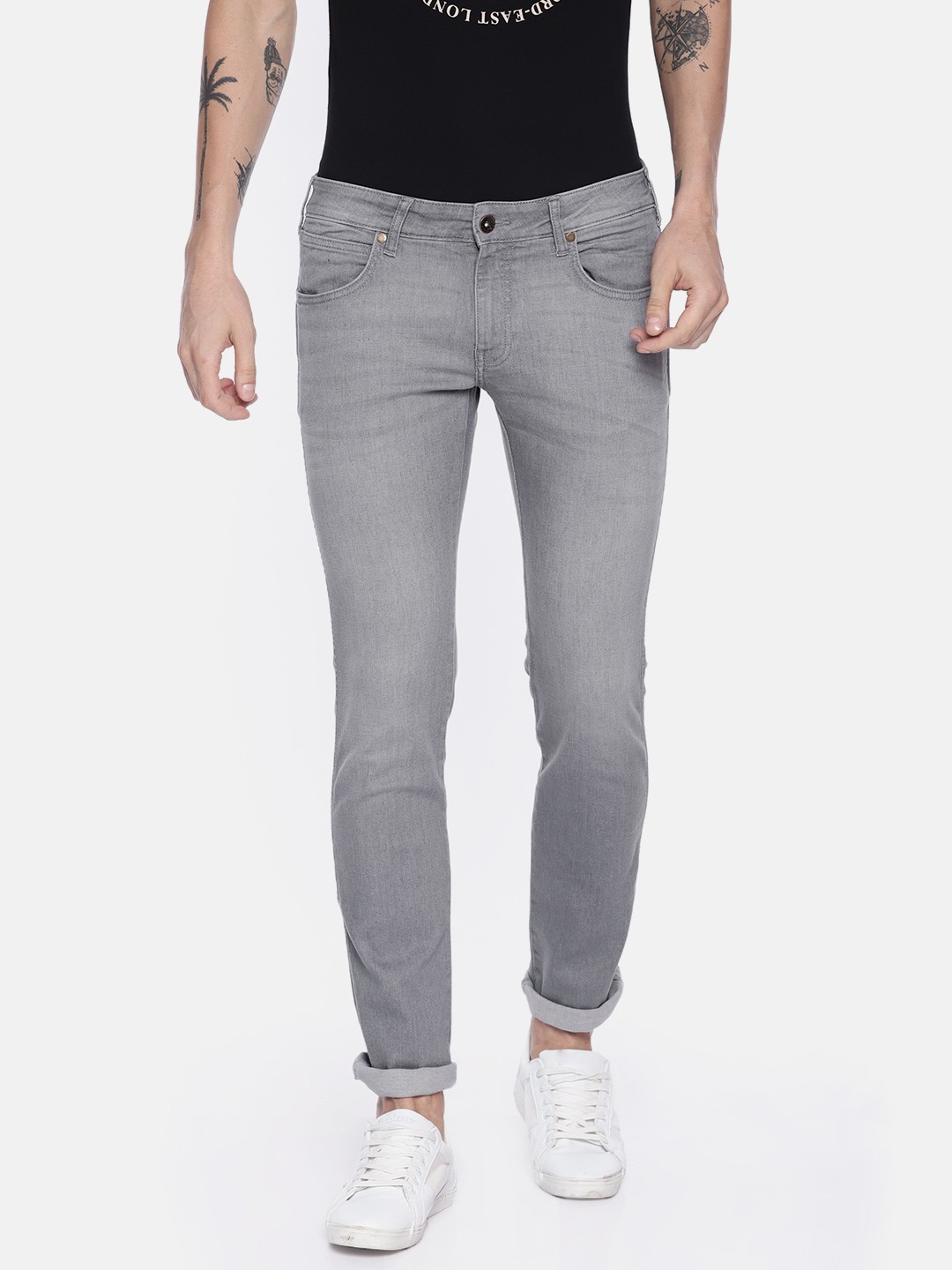 

Wrangler Men Grey Slim Fit Low-Rise Clean Look Stretchable Jeans