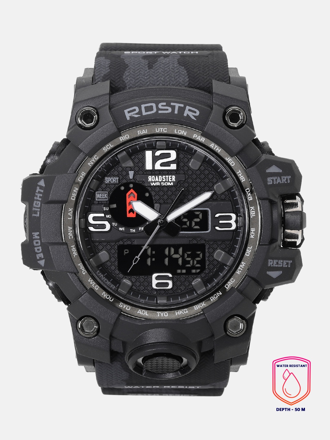 

The Roadster Lifestyle Co Men Black Multi Function Analogue and Digital Watch MFB-PN-SM-1545