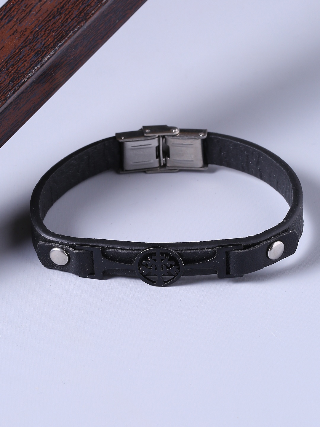 

Dare by Voylla Black Leather Wraparound Bracelet