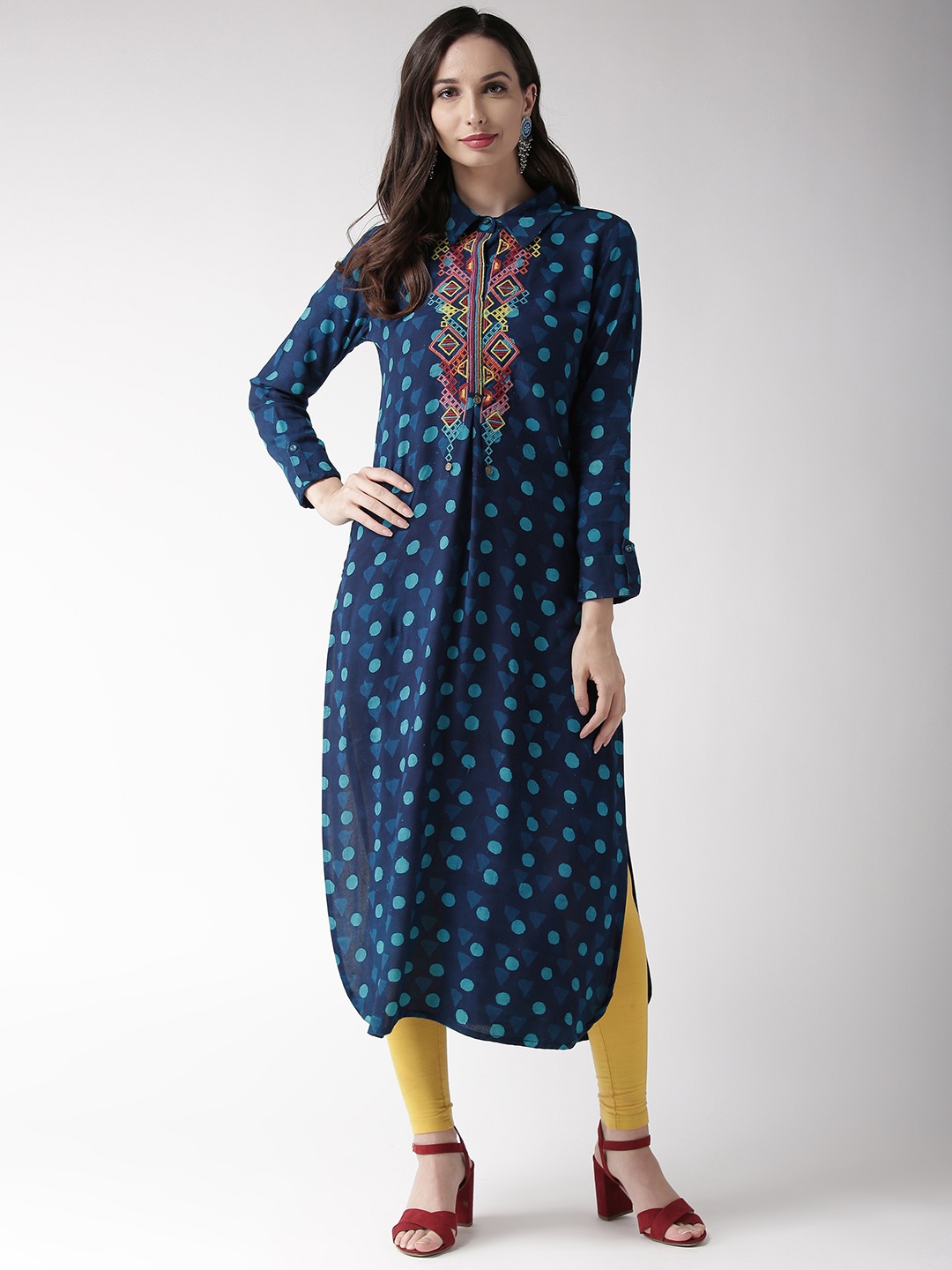 

RANGMAYEE Women Navy Blue Printed Pathani Kurta