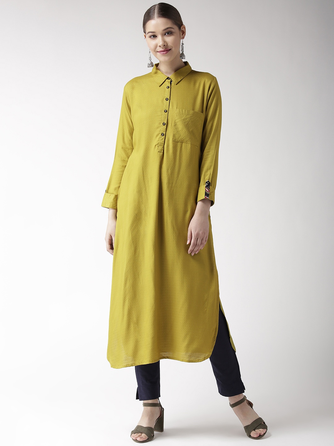 

RANGMAYEE Women Green Woven Design Pathani Kurta
