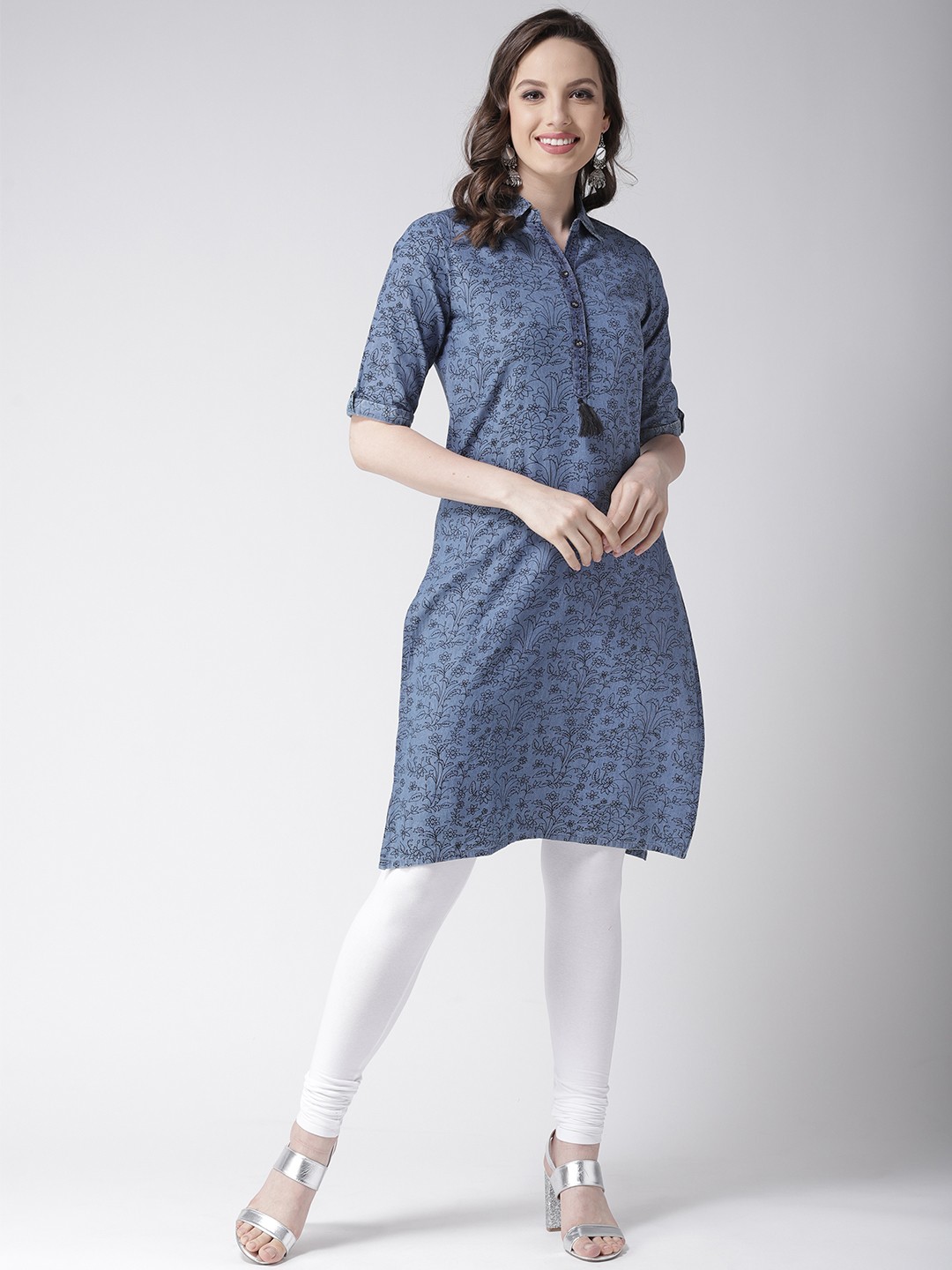 

RANGMAYEE Women Blue & Black Printed Straight Kurta