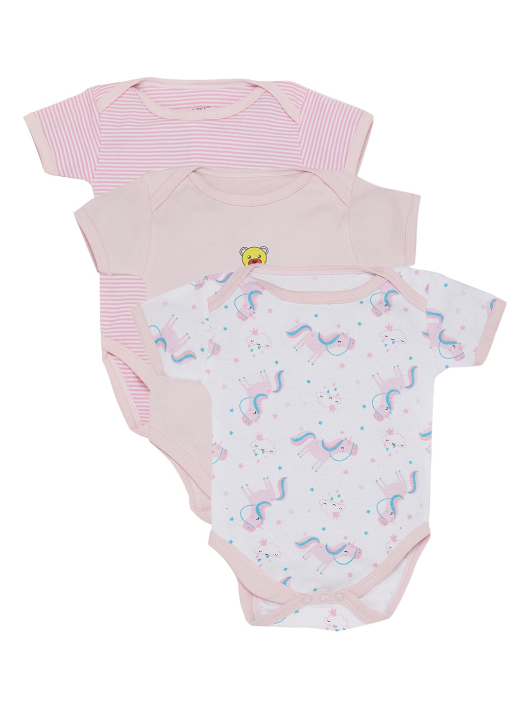 

BUMZEE Kids Pack of 3 Printed Bodysuits, Pink