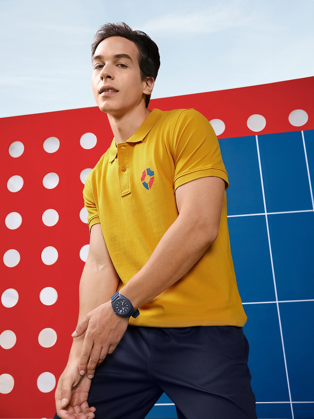 

Harvard Men Mustard Yellow Solid Polo Collar T-shirt