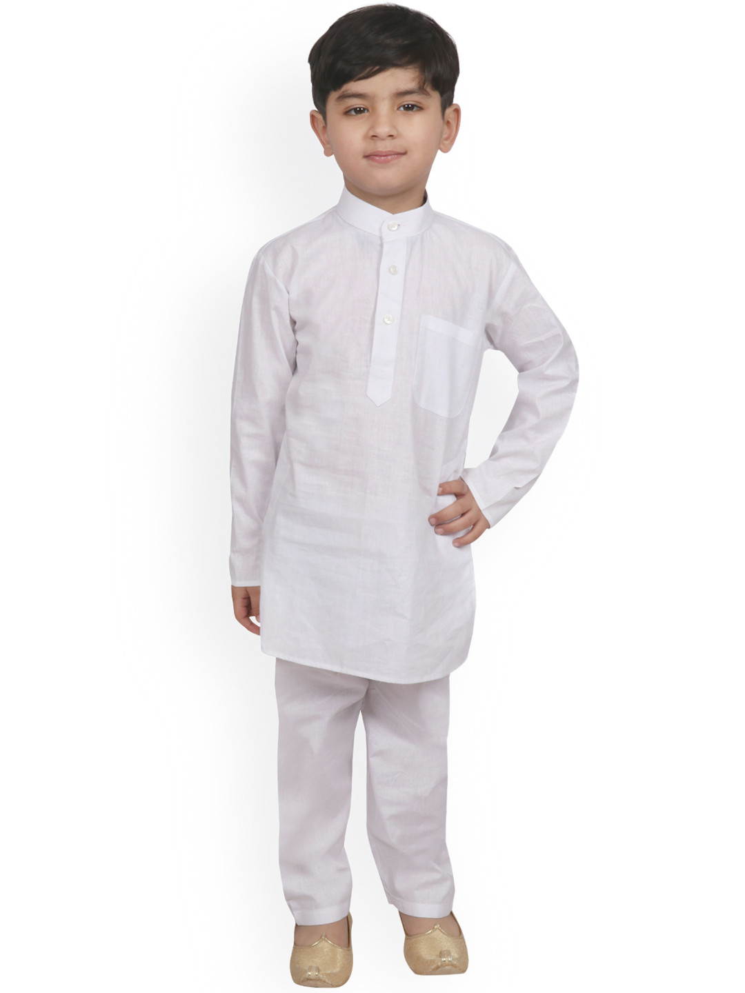 

SG YUVRAJ Boys White Solid Kurta with Pyjamas