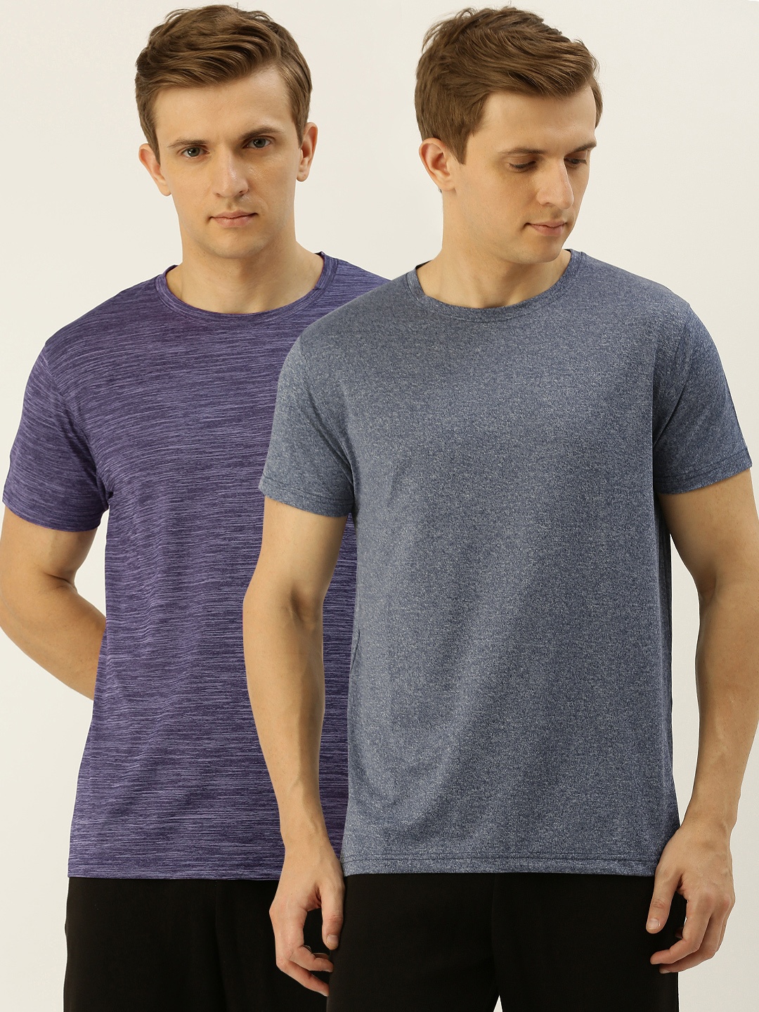 

American Crew Men Pack of 2 Melange Round Neck T-shirt, Navy blue