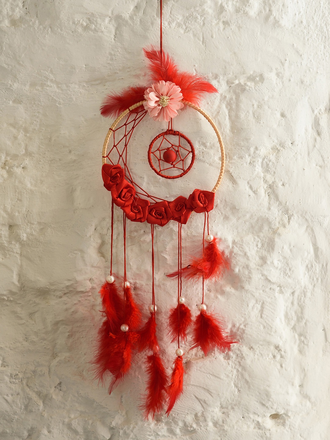 

eCraftIndia Red Rose Decorative Dream Catcher
