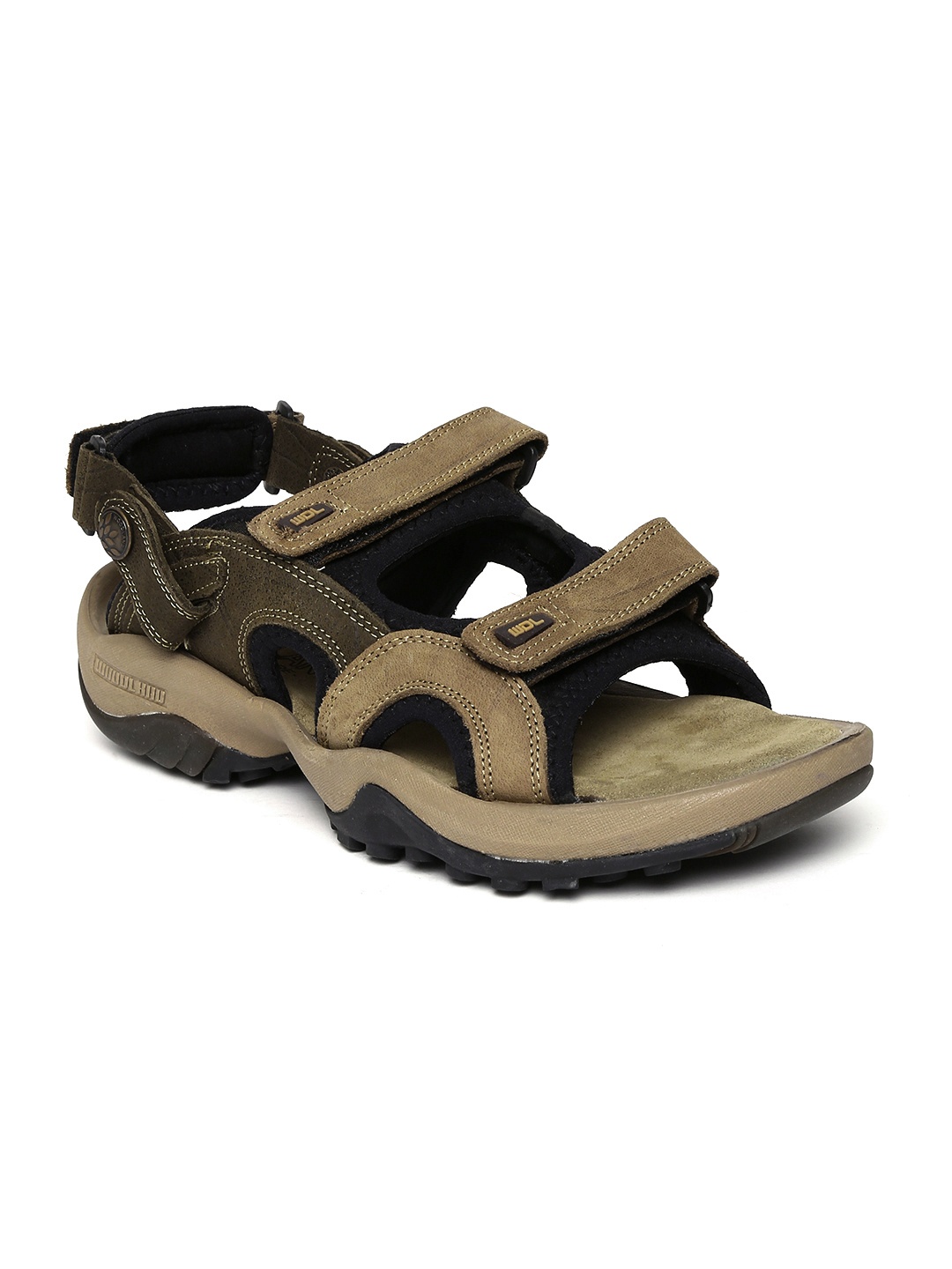 

Woodland Men Colourblocked Leather Sandals, Khaki