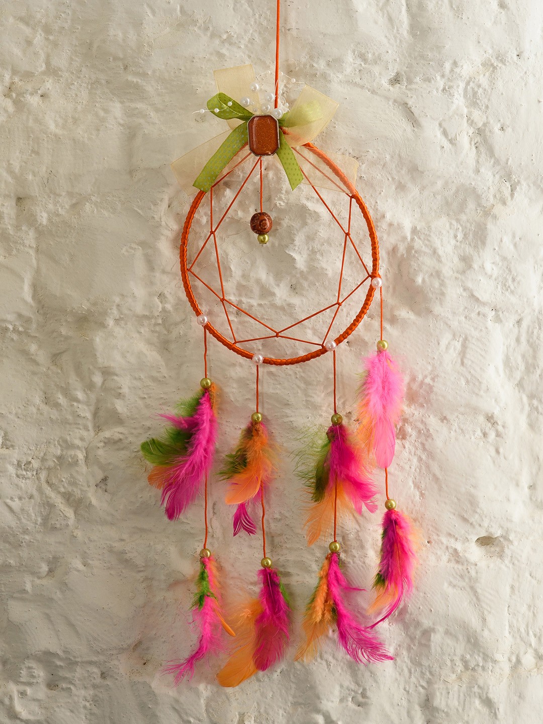 

eCraftIndia Orange & Pink Decorative Dream Catcher