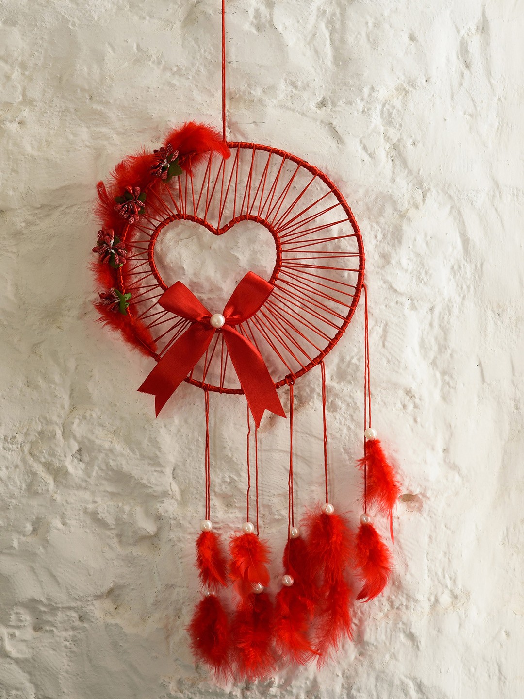 

eCraftIndia Red Heart Decorative Dream Catcher