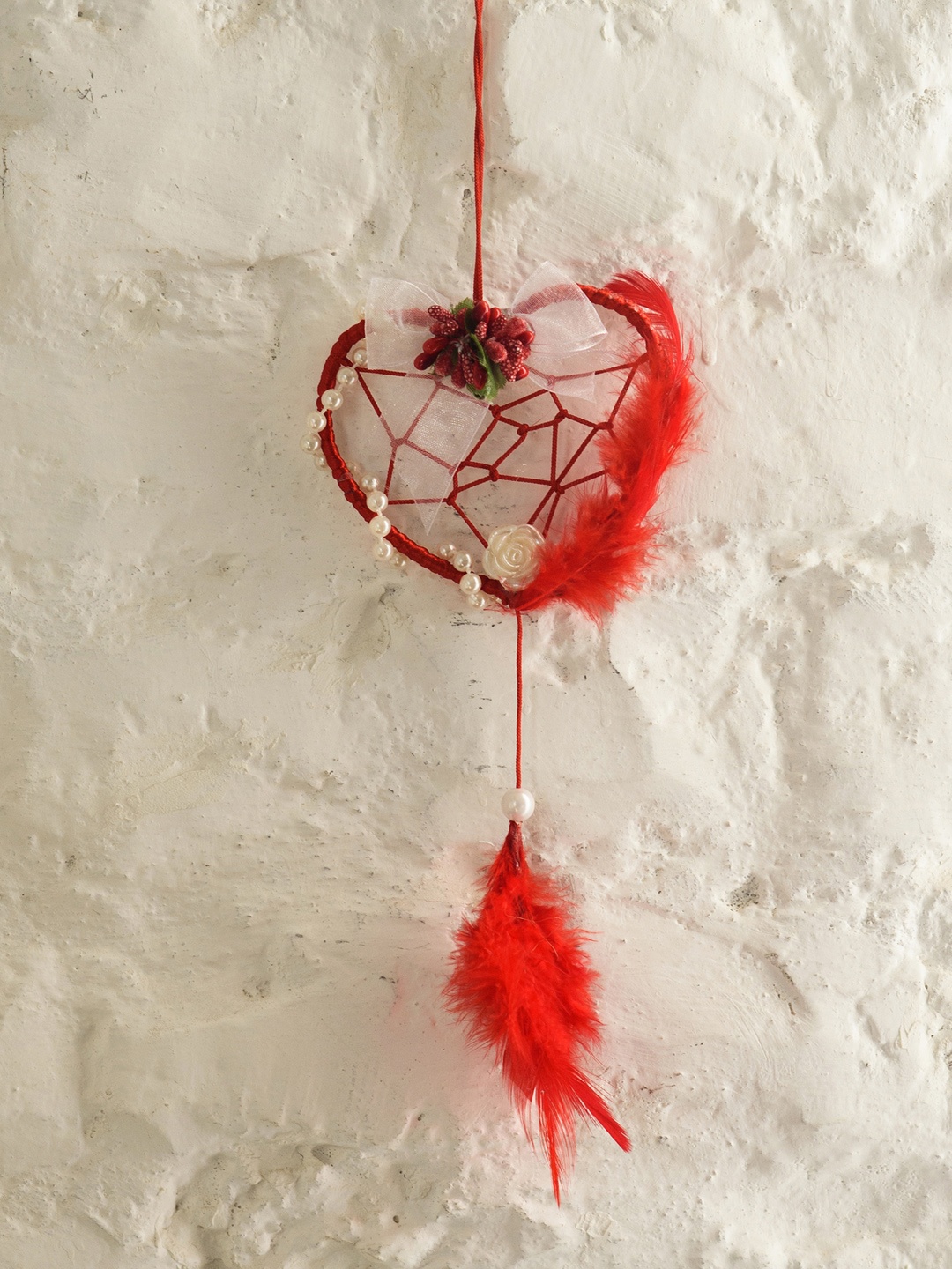 

eCraftIndia Red Heart Decorative Dream Catcher