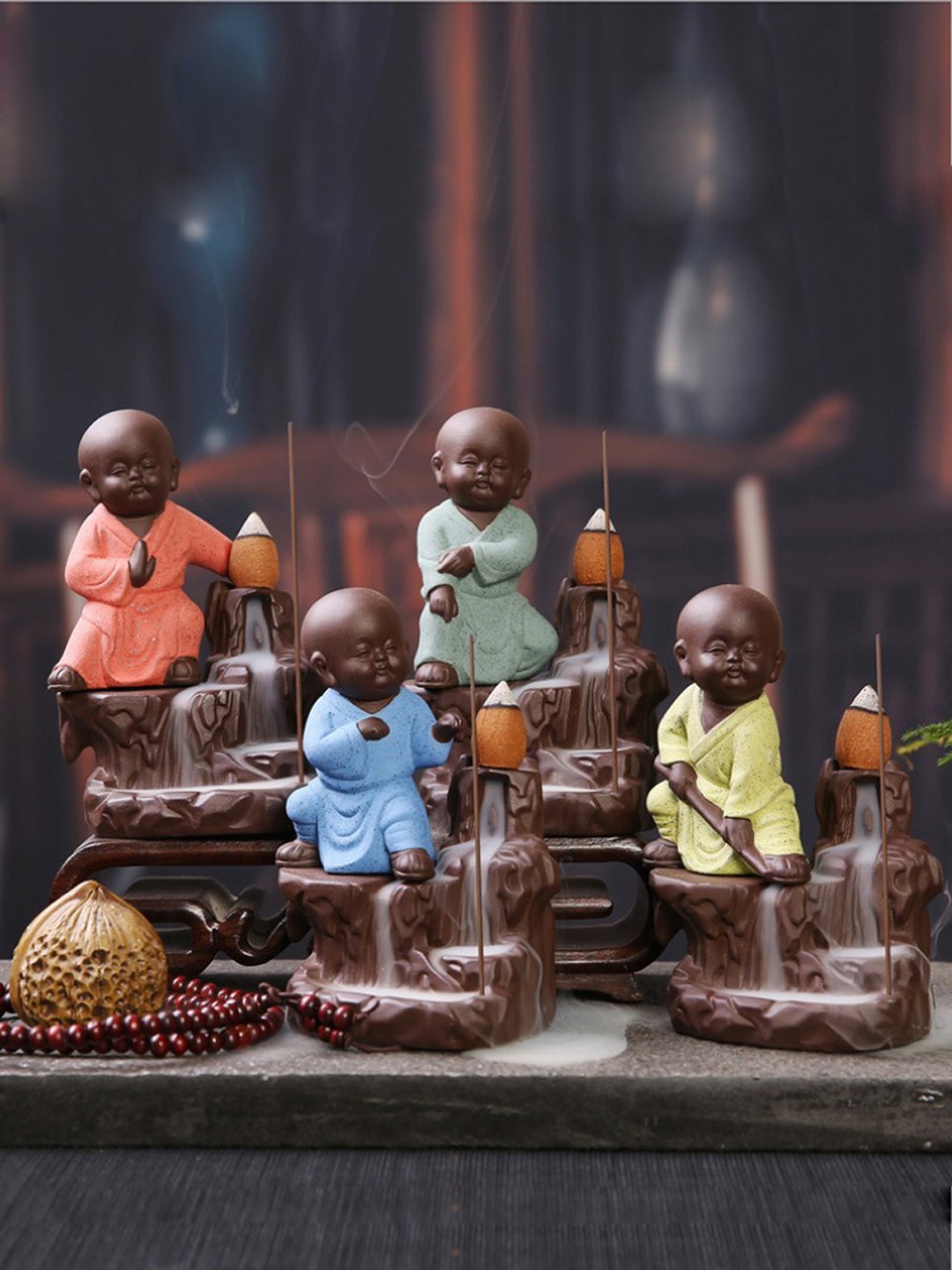 

eCraftIndia Blue & Brown Buddha Smoke Fountain Showpiece