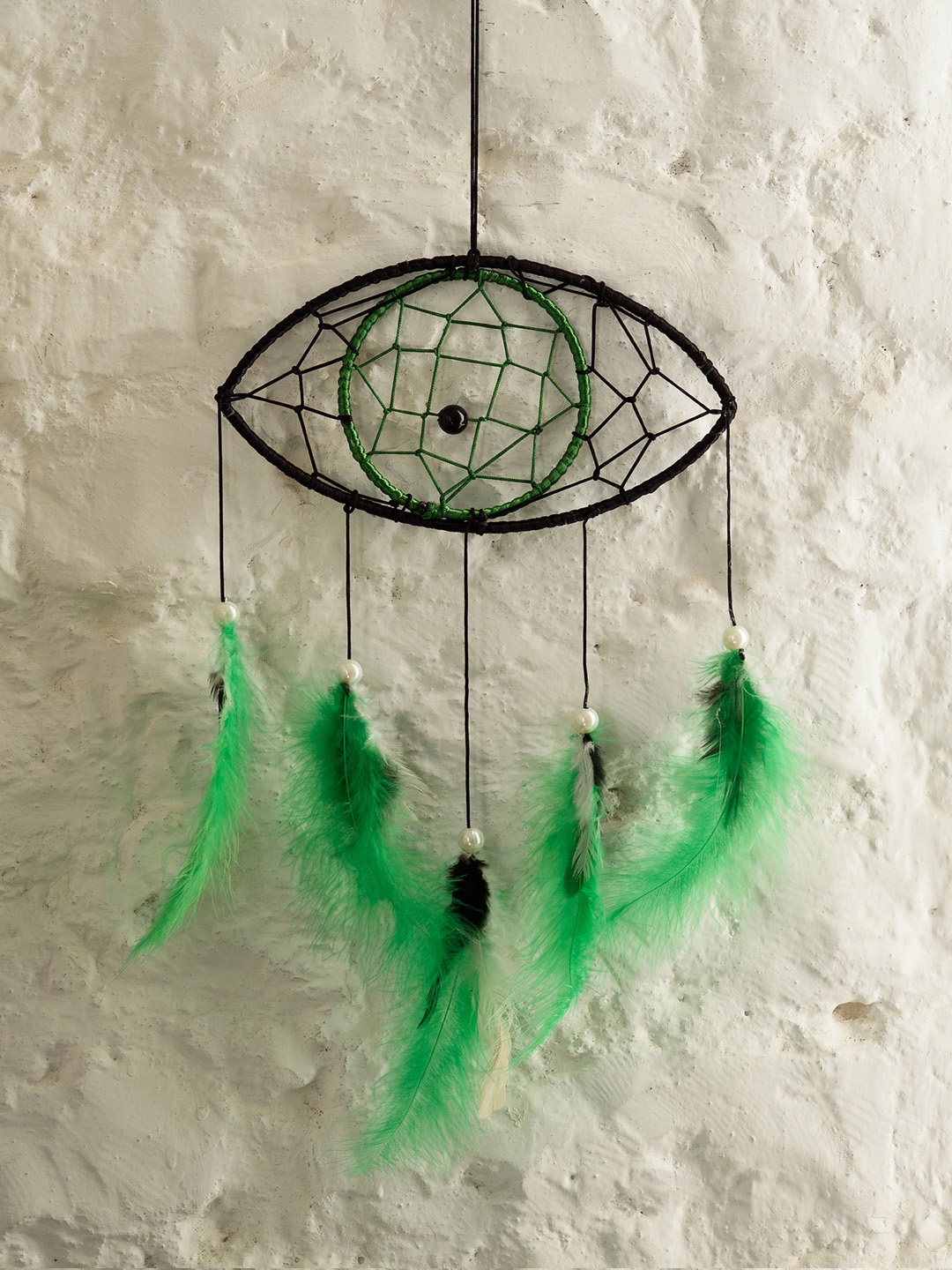 

eCraftIndia Black & Green Eye Decorative Dream Catcher