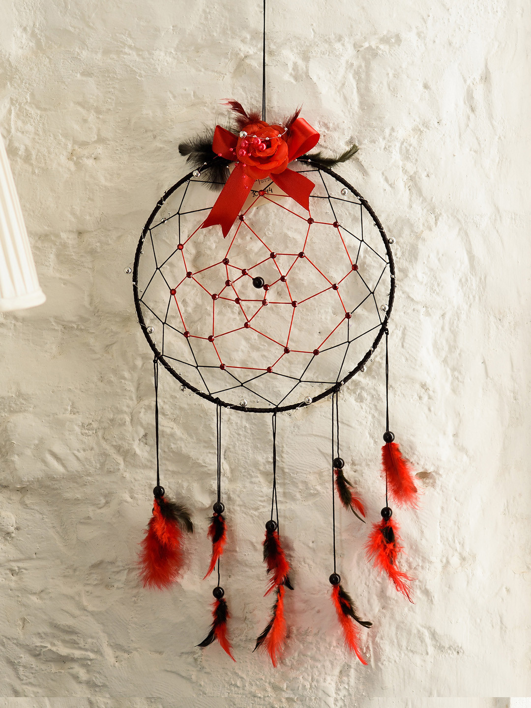 

eCraftIndia Red & Black Decorative Dream Catcher