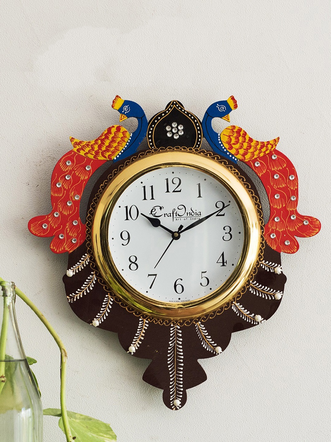 

eCraftIndia Multicoloured Handcrafted Quirky Textured Analogue Wall Clock, Multi