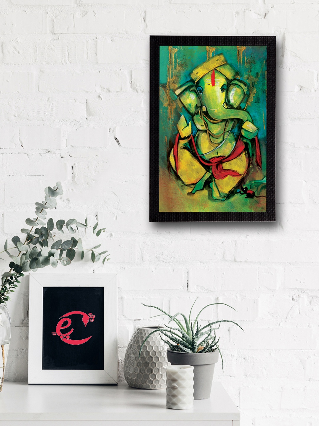 

eCraftIndia Multicoloured Lord Ganesha UV Wall Art, Multi