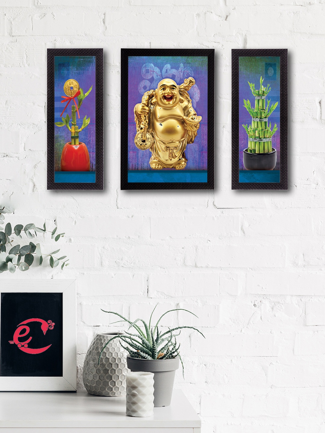 

eCraftIndia Set of 3 Multicoloured Lord Buddha UV Wall Art, Multi