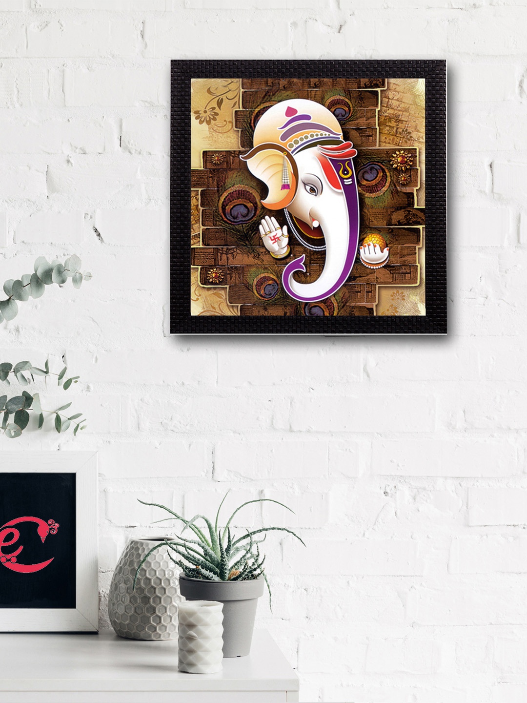 

eCraftIndia Multicoloured Lord Ganesha UV Wall Art, Multi