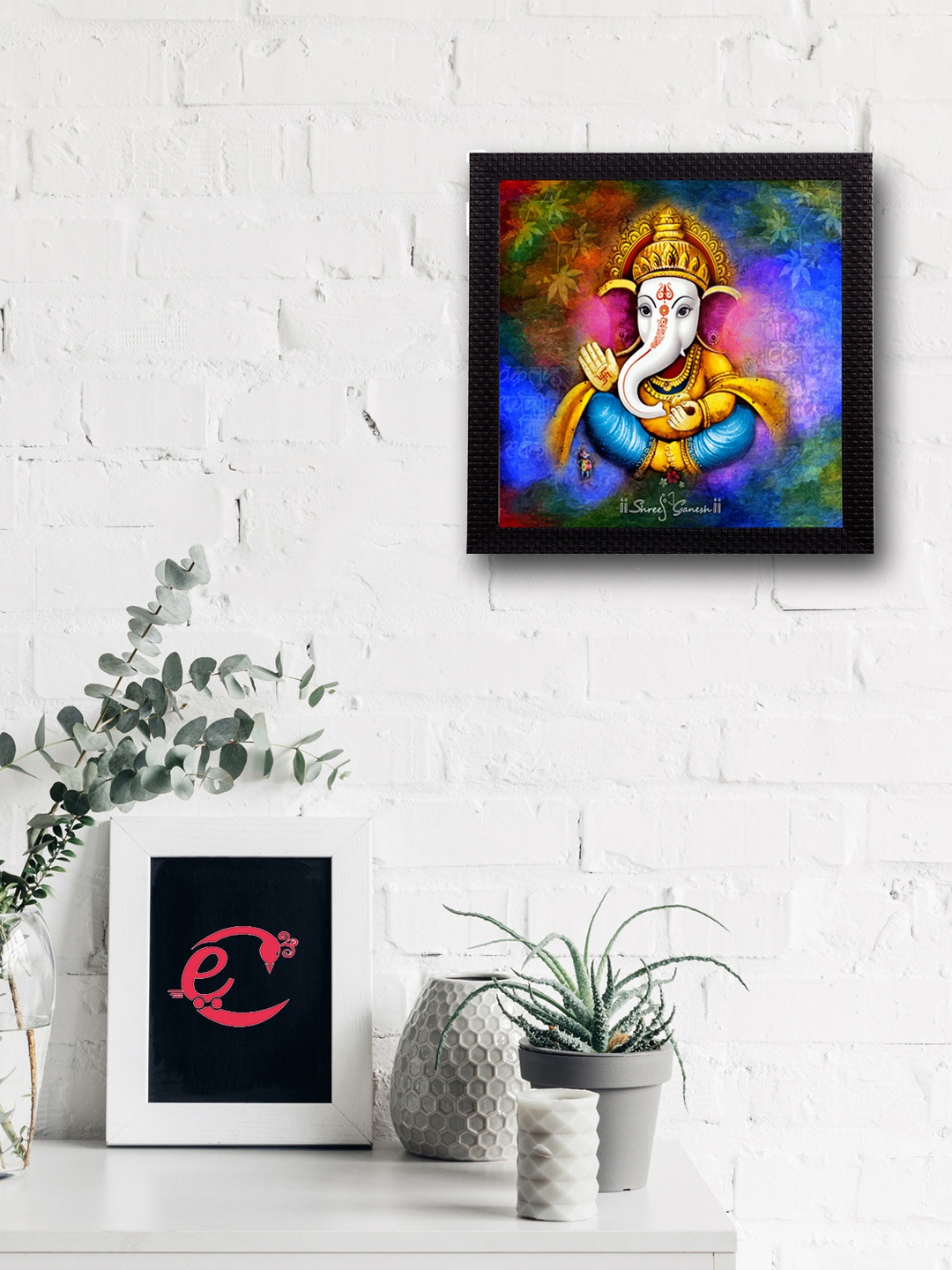 

eCraftIndia Multicoloured Lord Ganesha UV Wall Art, Multi