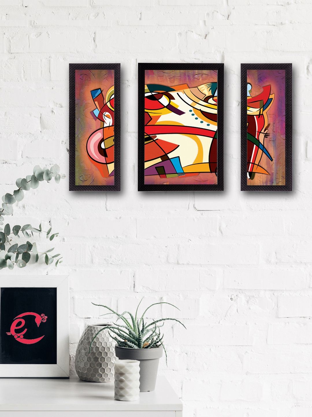 

eCraftIndia Set of 3 UV Wall Art, Multi
