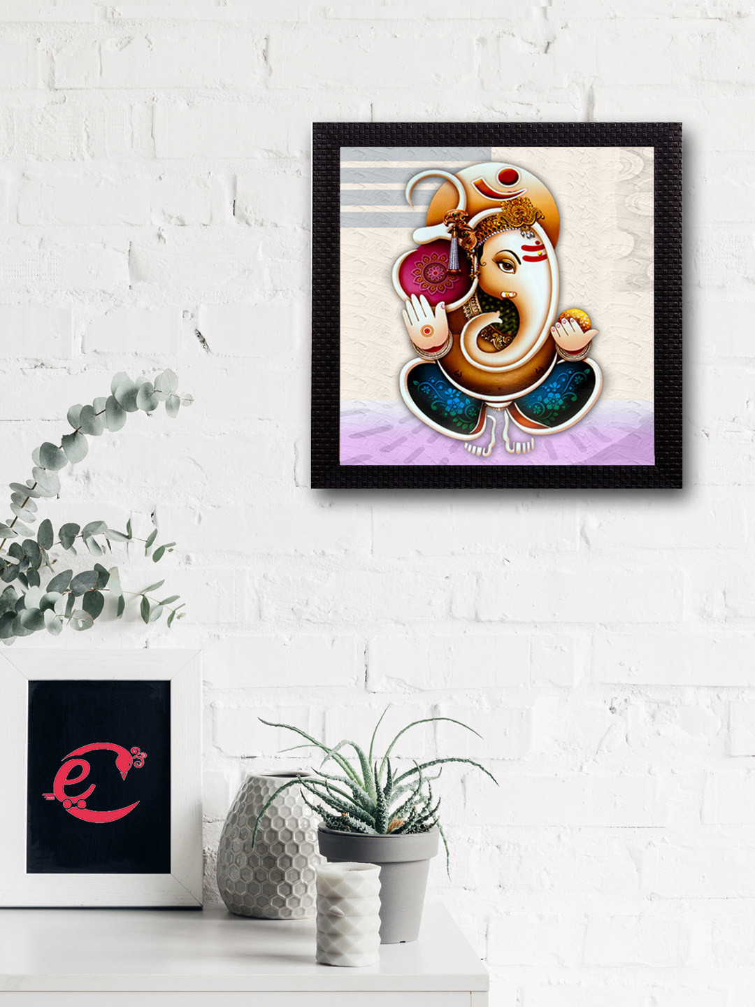 

eCraftIndia Multicoloured Lord Ganesha UV Wall Art, Multi