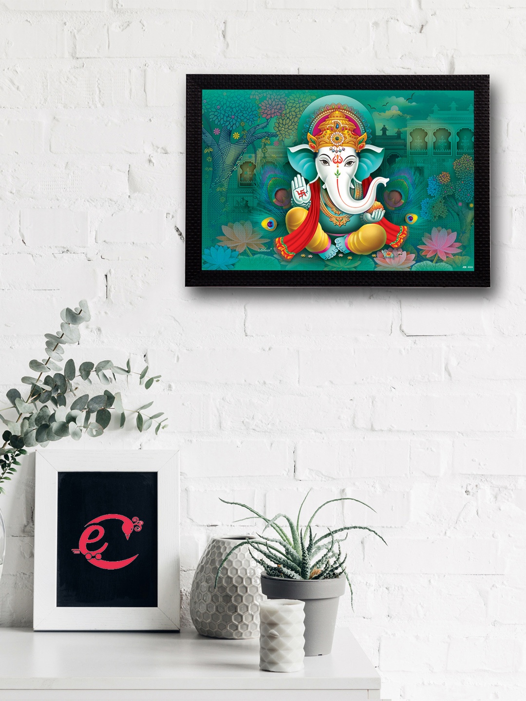 

eCraftIndia Multicoloured Lord Ganesha UV Wall Art, Multi