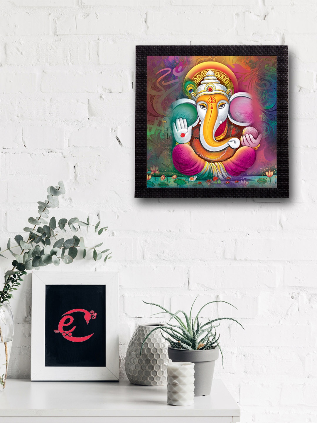 

eCraftIndia Multicoloured Lord Ganesha UV Wall Art, Multi