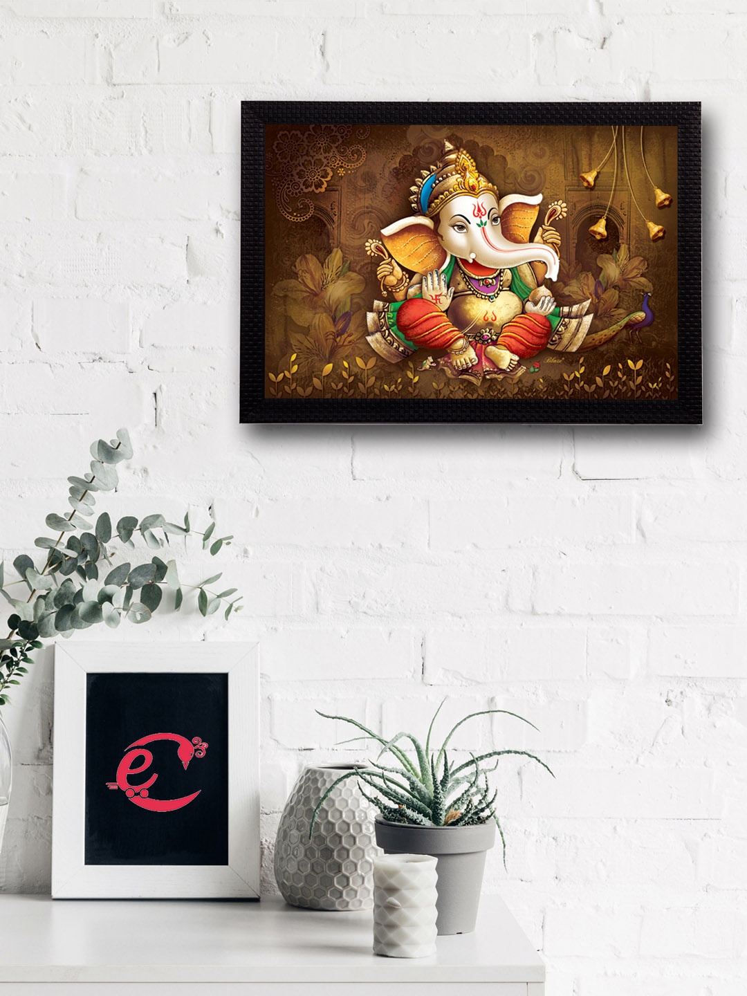 

eCraftIndia Multicoloured Lord Ganesha UV Wall Art, Multi
