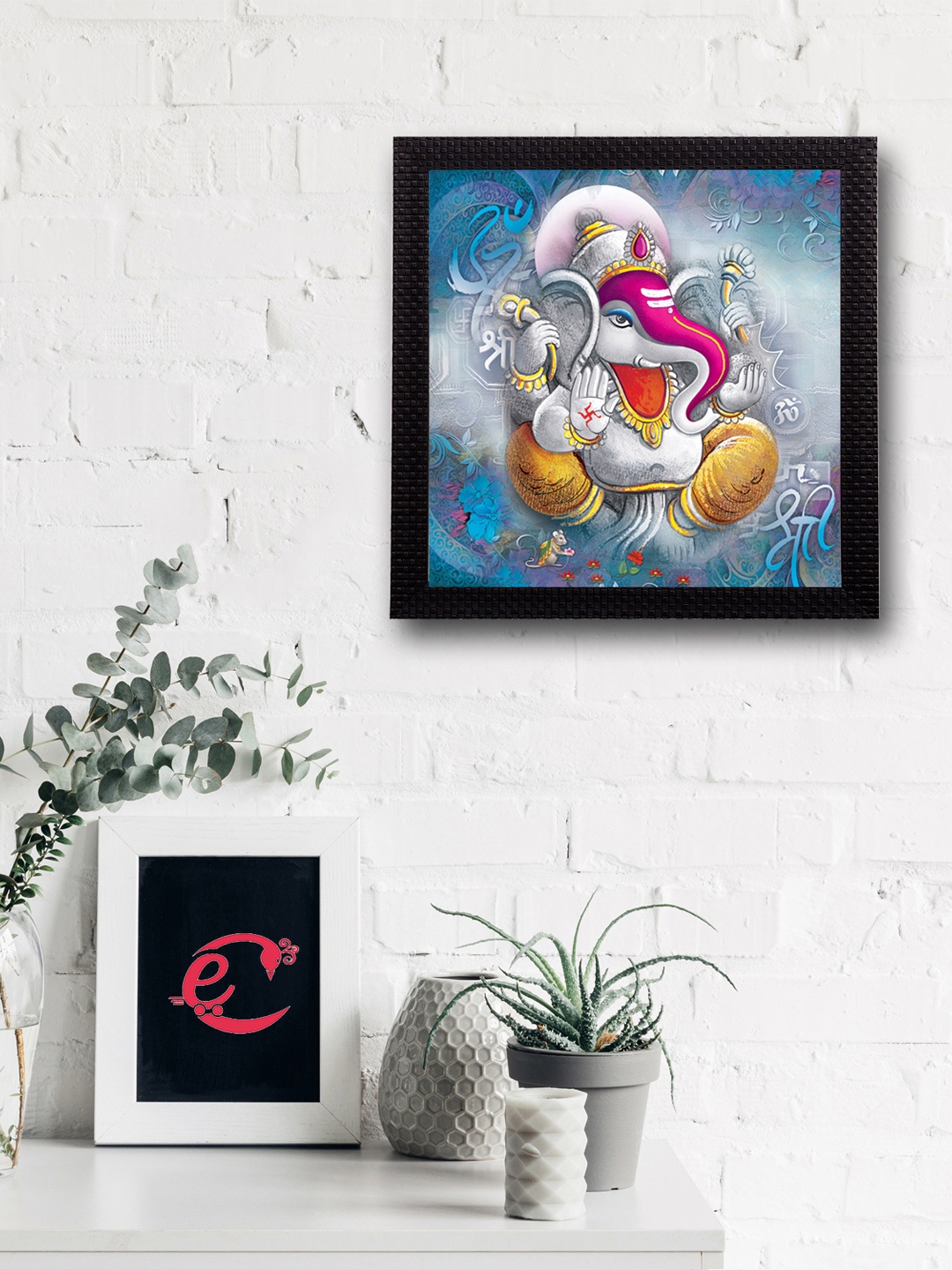 

eCraftIndia Multicoloured Lord Ganesha UV Wall Art, Multi