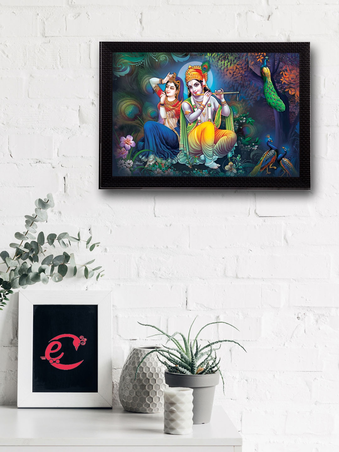 

eCraftIndia Multicoloured Radha Krishna UV Wall Art, Multi