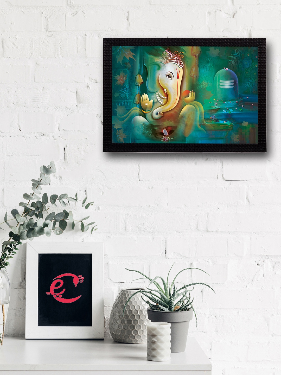

eCraftIndia Multicoloured Lord Ganesha UV Wall Art, Multi