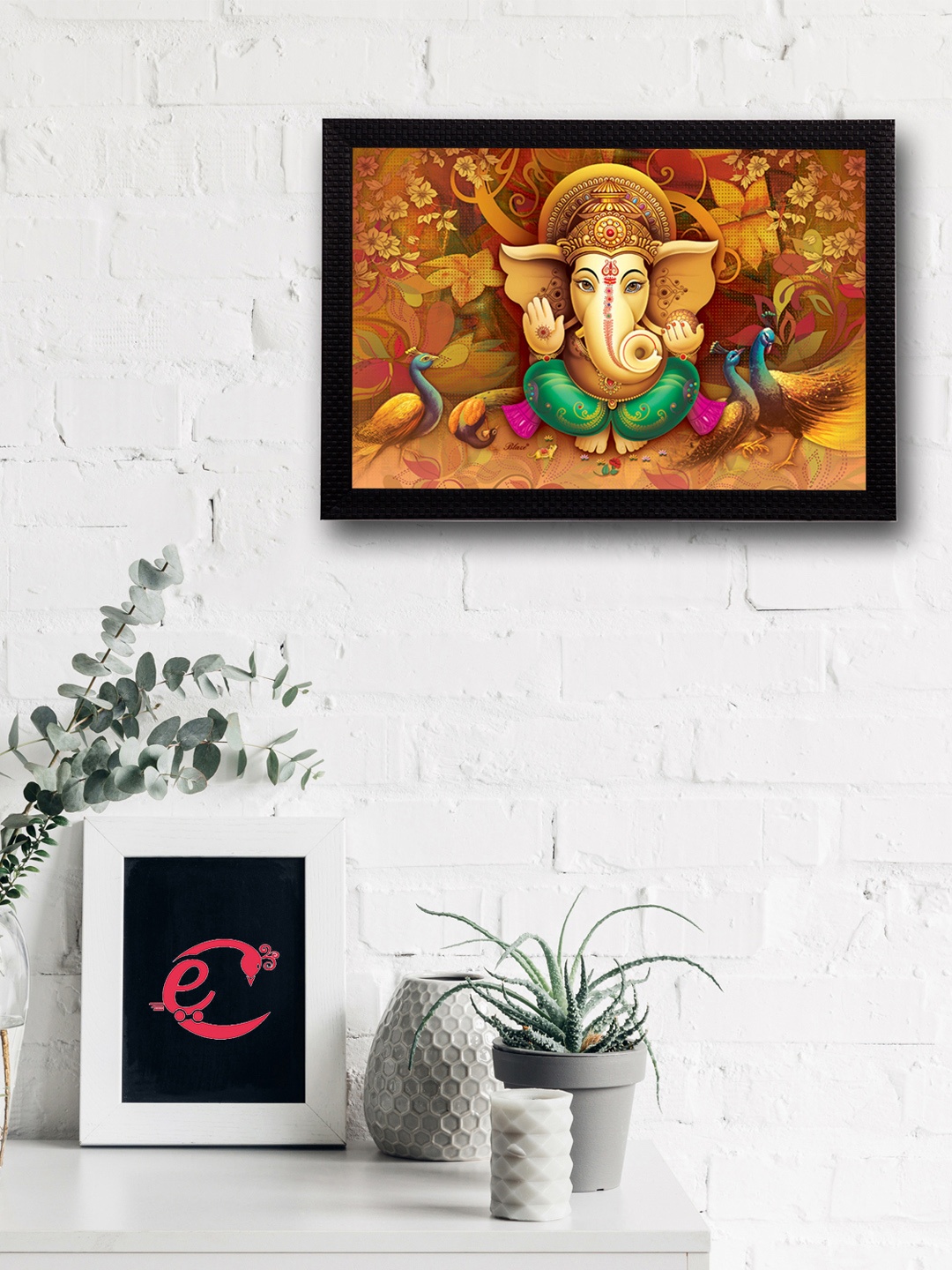 

eCraftIndia Multicoloured Lord Ganesha UV Wall Art, Multi