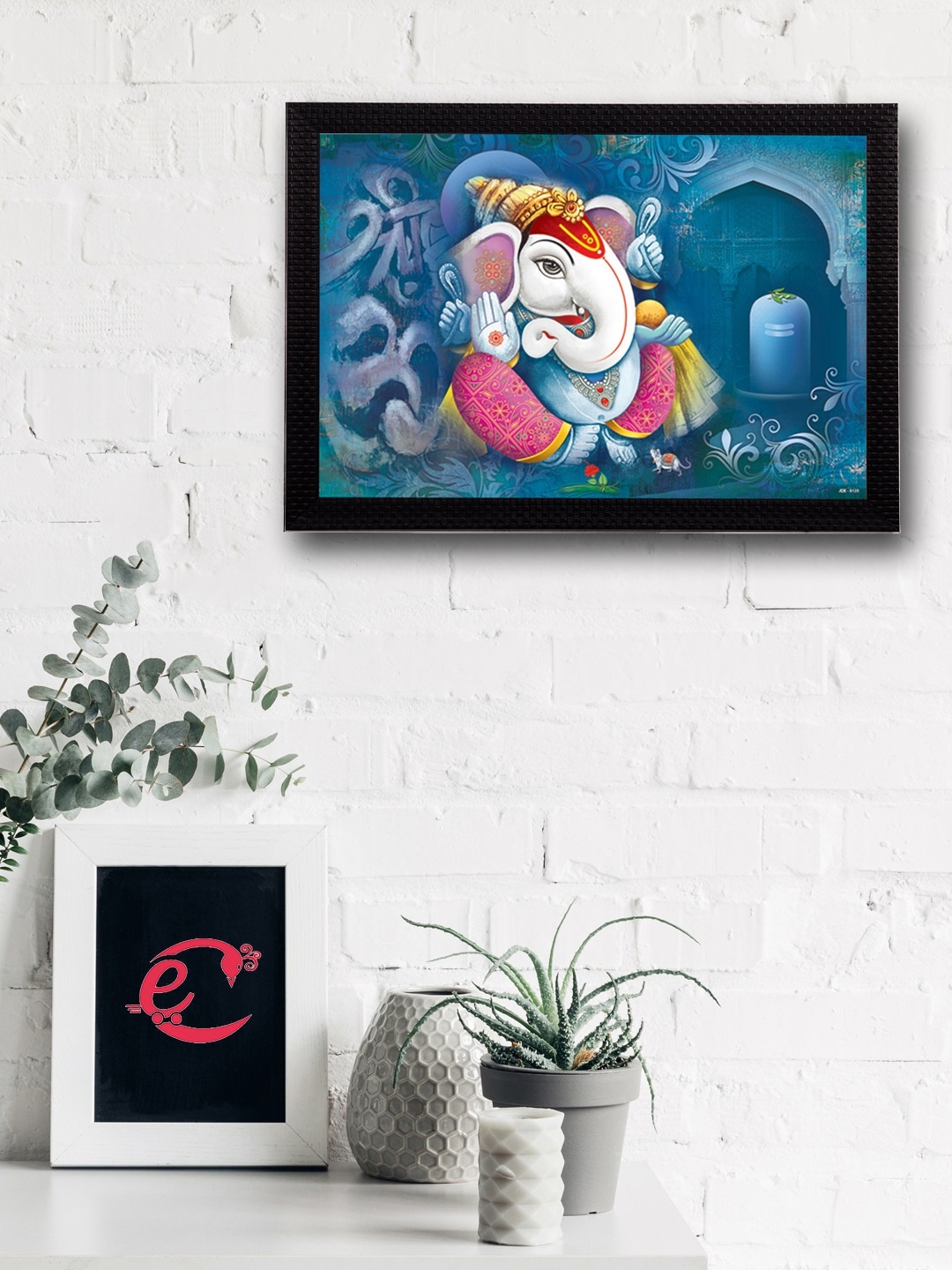 

eCraftIndia Multicoloured Lord Ganesha UV Wall Art, Multi