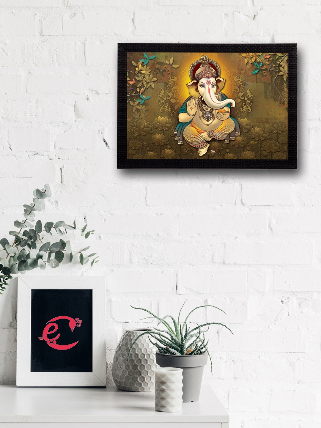 

eCraftIndia Multicoloured Lord Ganesha UV Wall Art, Multi