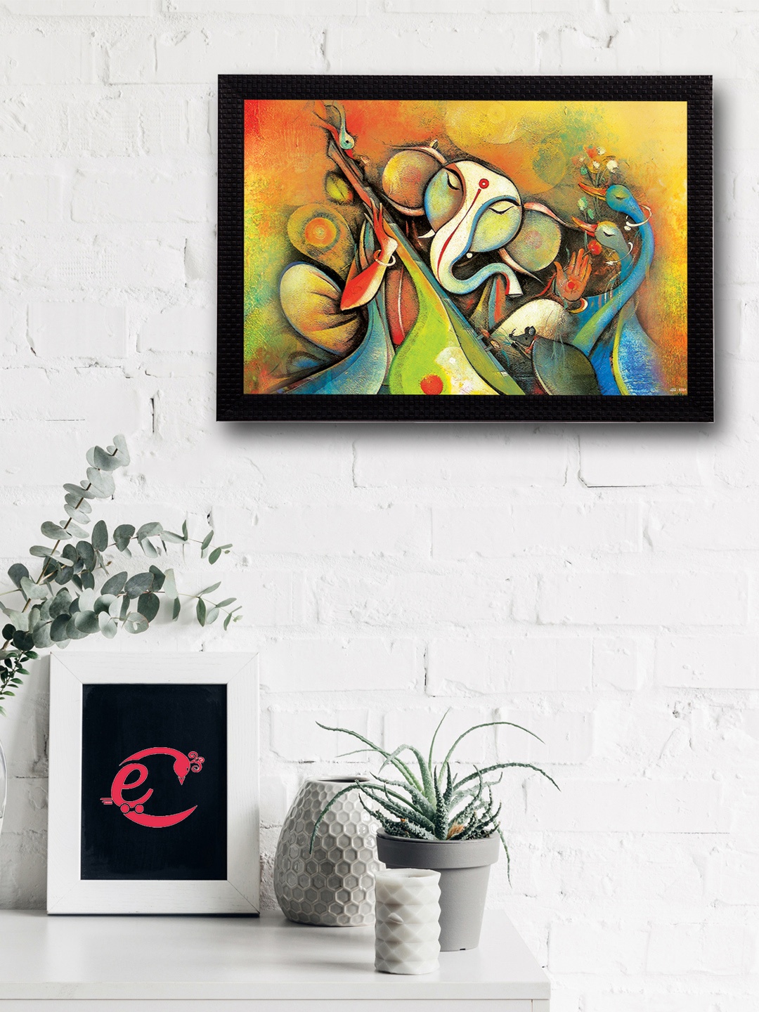 

eCraftIndia Multicoloured Lord Ganesha UV Wall Art, Multi