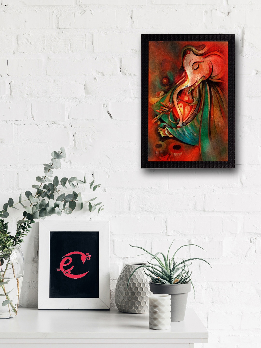 

eCraftIndia Multicoloured Lord Ganesha UV Wall Art, Multi