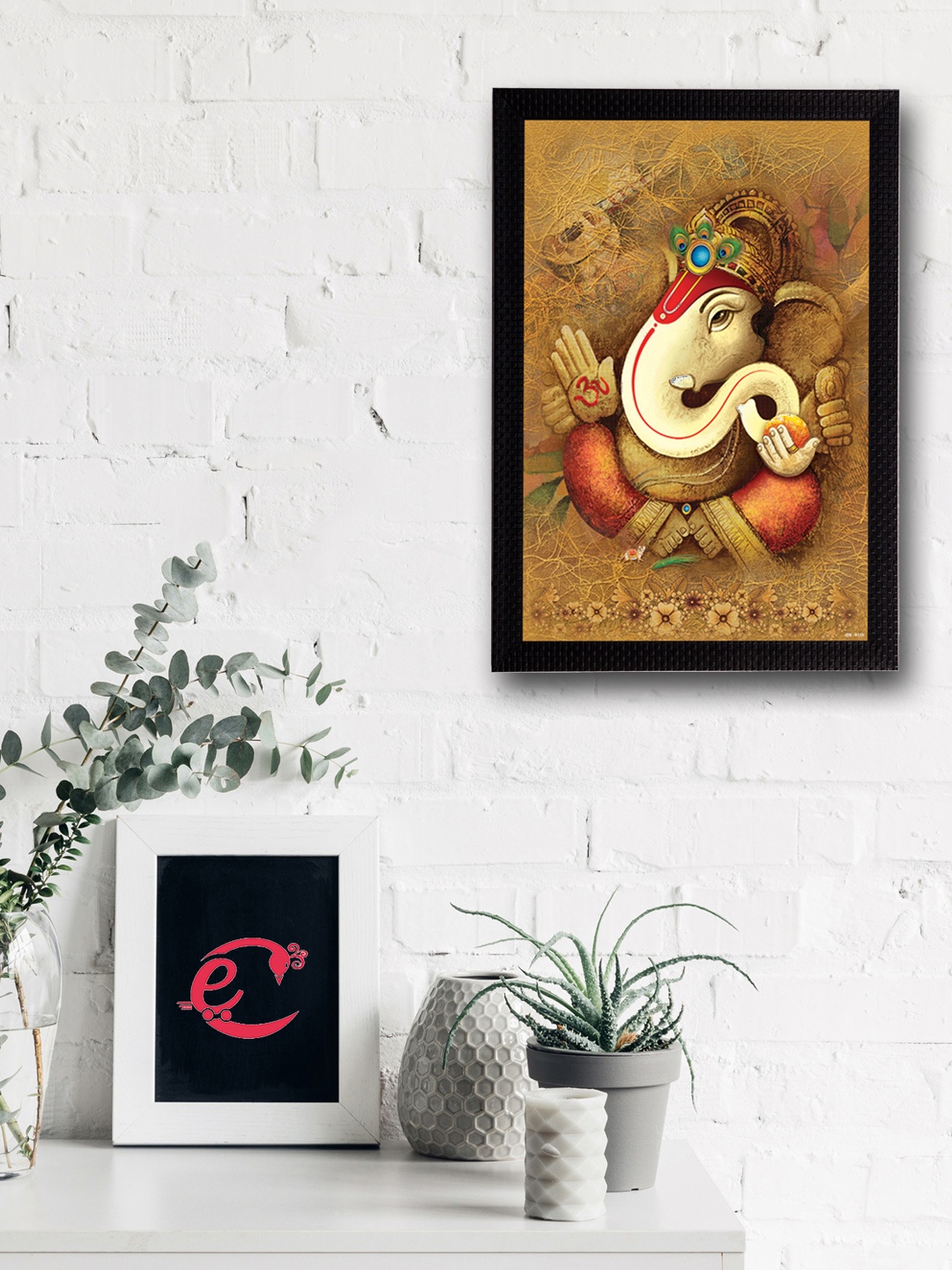 

eCraftIndia Multicoloured Lord Ganesha UV Wall Art, Multi