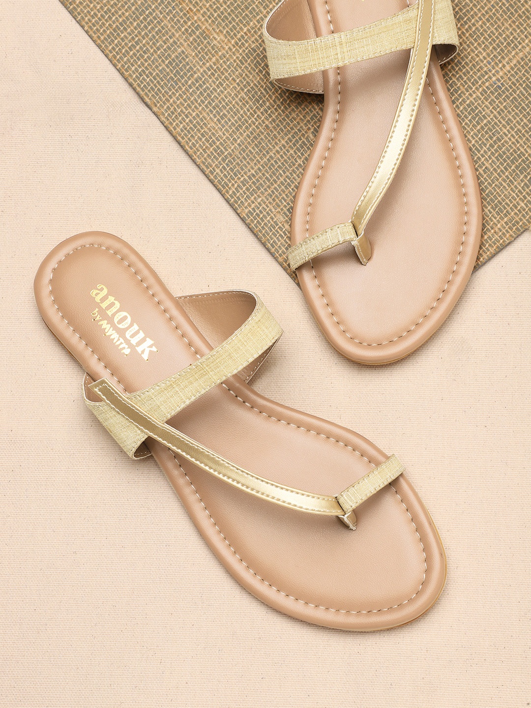 

Anouk Women Cream-Coloured Solid One Toe Flats