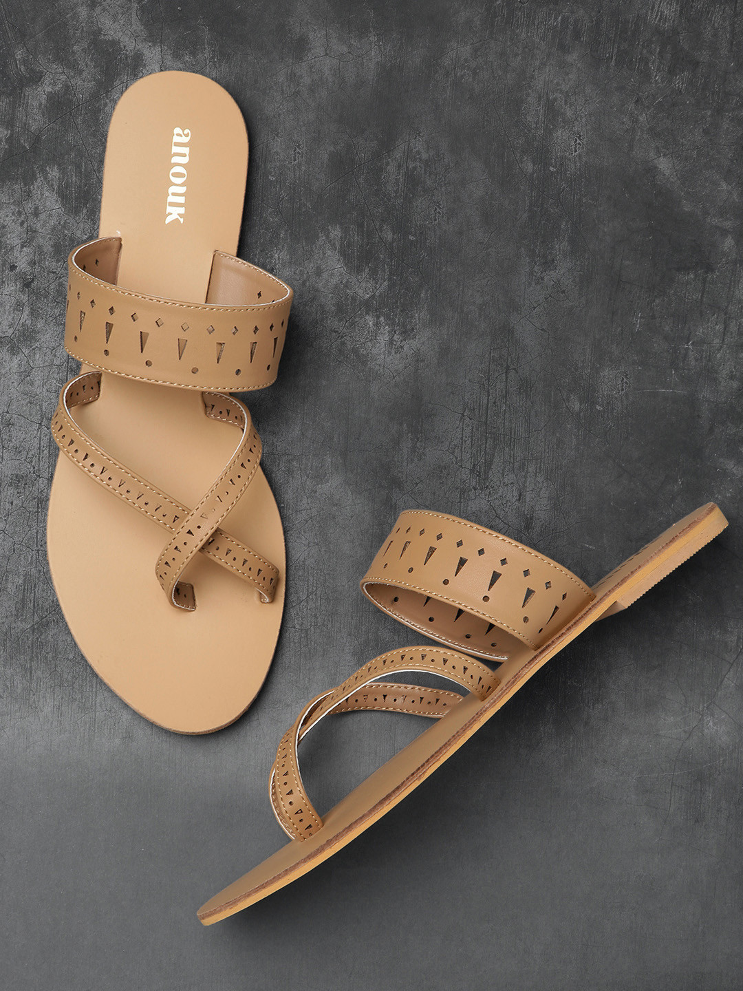 

Anouk Women Beige Solid One Toe Flats