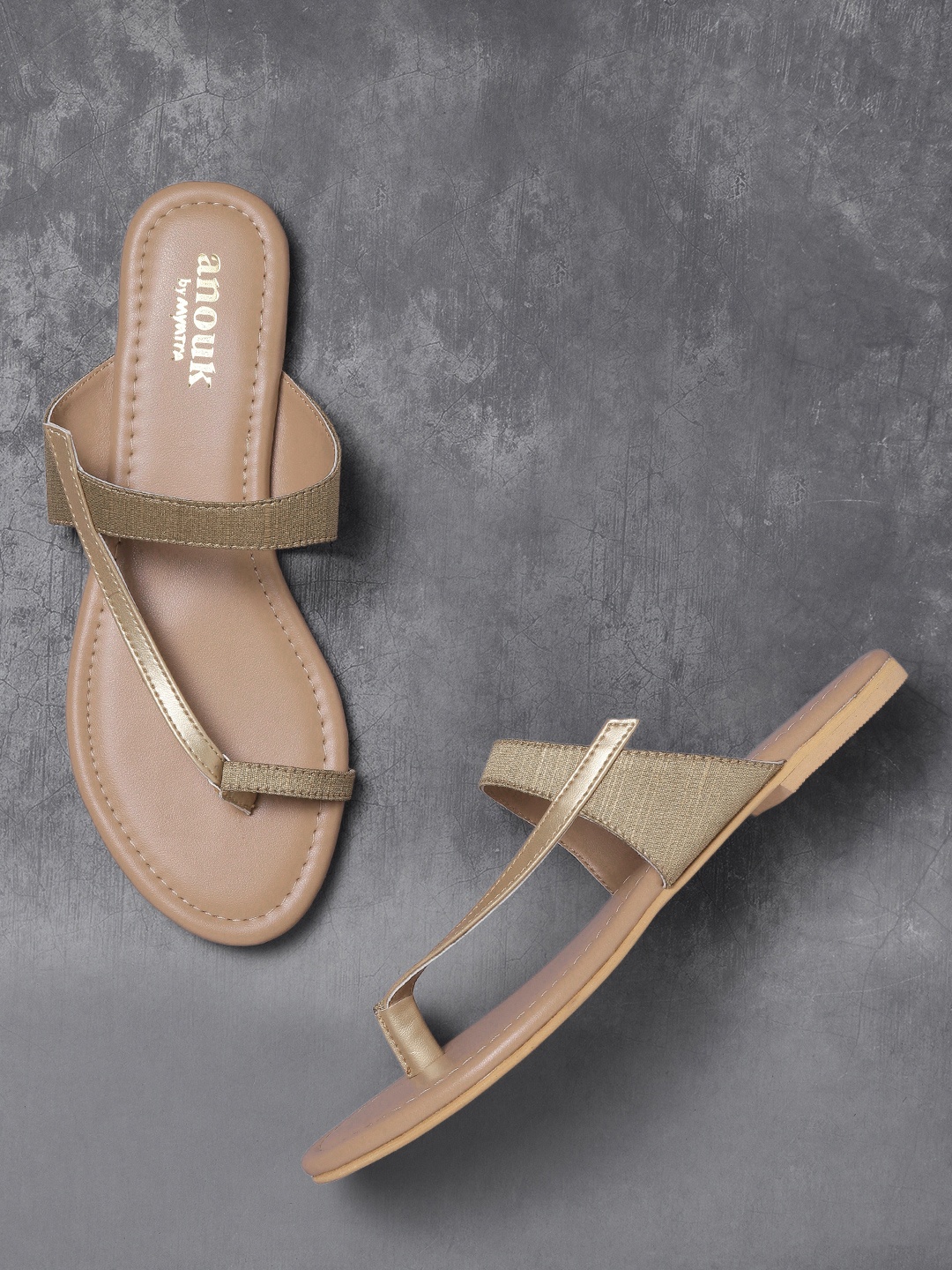 

Anouk Women Gold-Toned Solid One Toe Flats