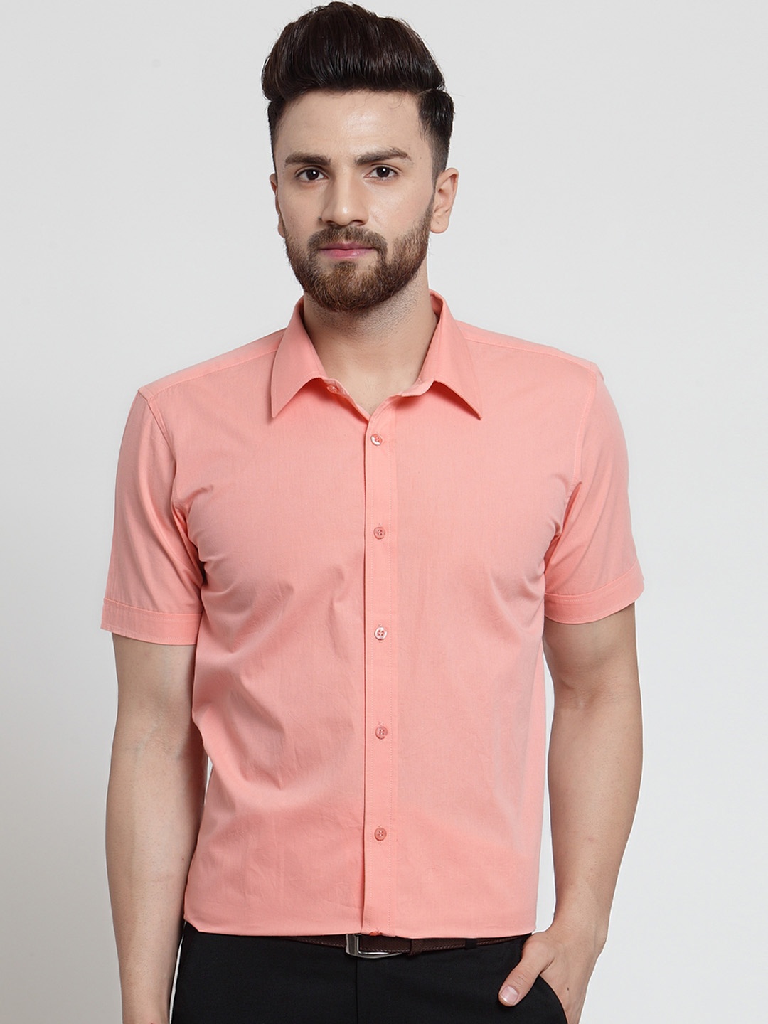 

WESTCLO Men Peach-Coloured Slim Fit Solid Casual Shirt