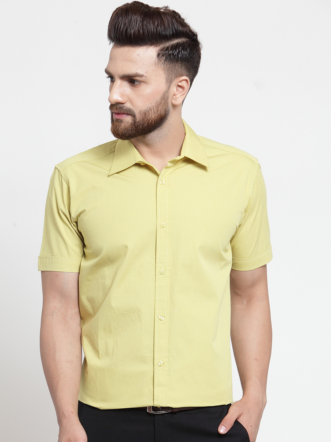 

WESTCLO Men Yellow Slim Fit Solid Formal Shirt