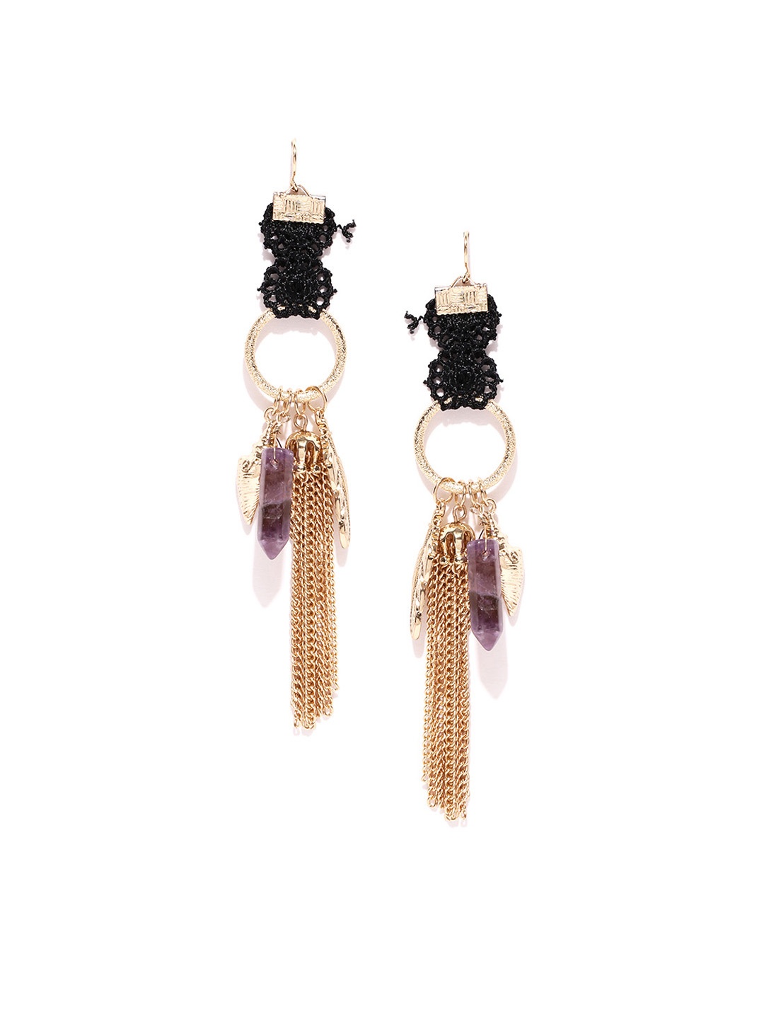 

OOMPH Gold-Plated & Black Contemporary Drop Earrings