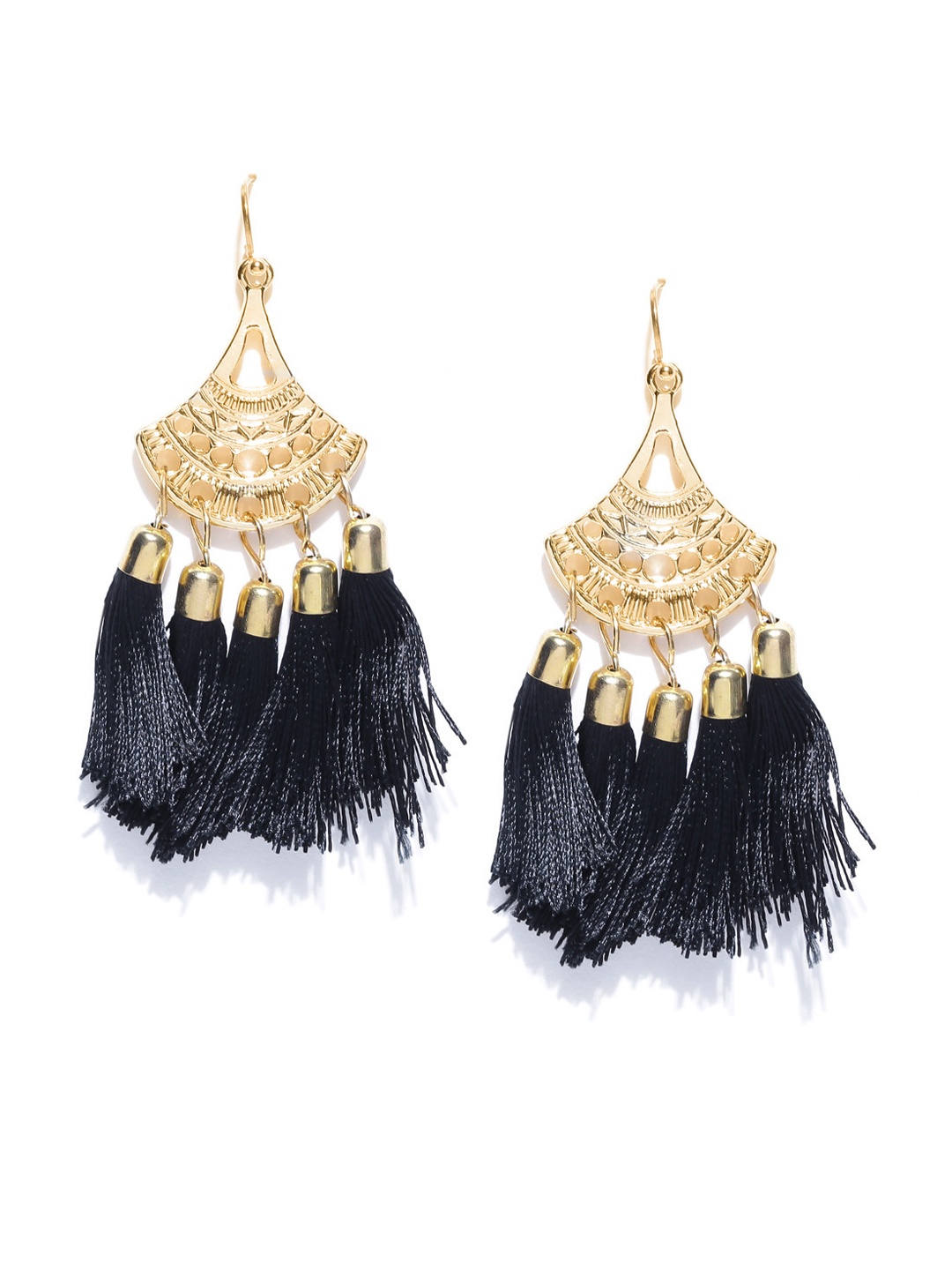

OOMPH Gold-Toned & Black Contemporary Drop Earrings