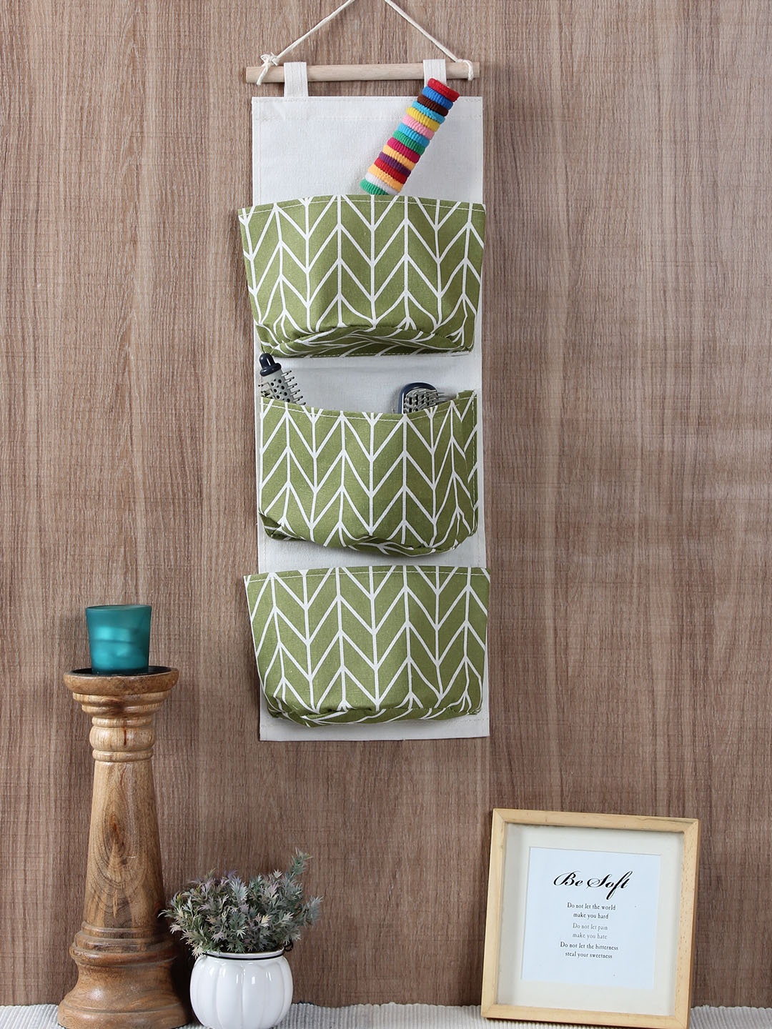 

Cortina White & Green Printed Handbag Organiser