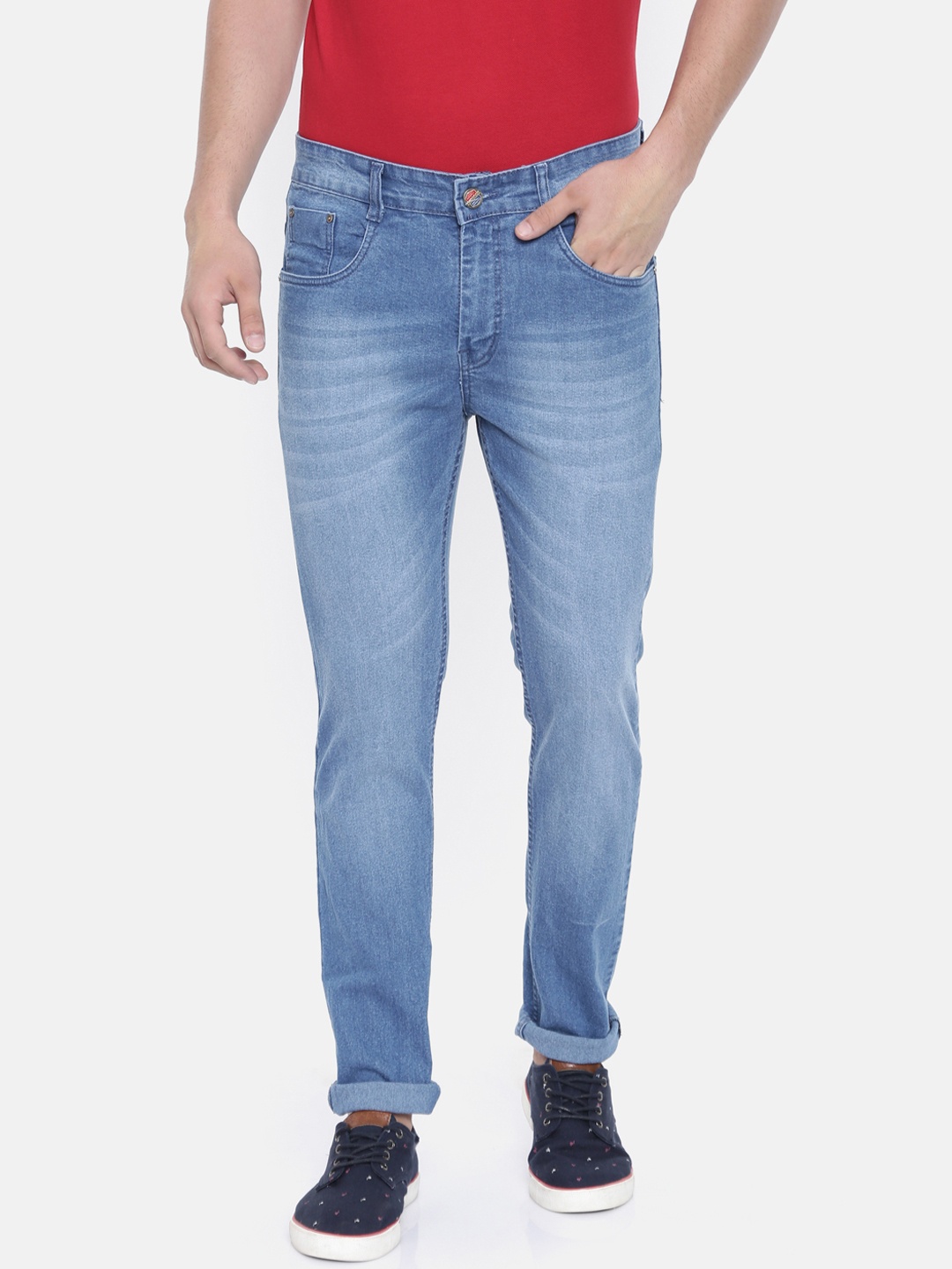 

CINOCCI Men Blue Slim Fit Mid-Rise Clean Look Stretchable Jeans