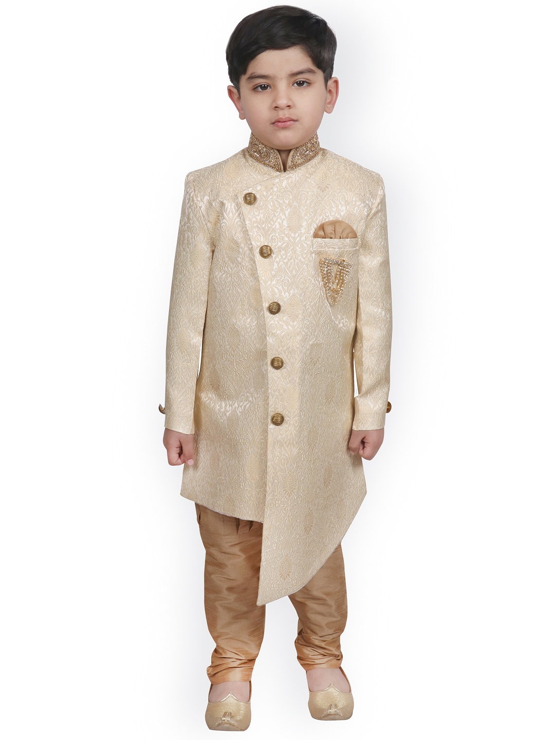 

SG YUVRAJ Boys Beige & Cream-Coloured Embroidered Sherwani