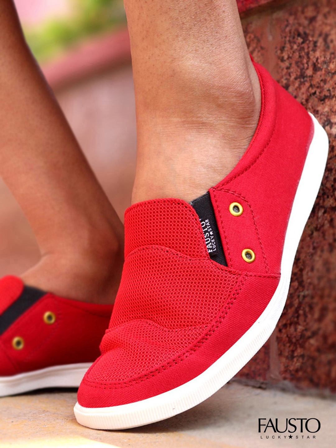 

FAUSTO Men Red Slip-On Sneakers
